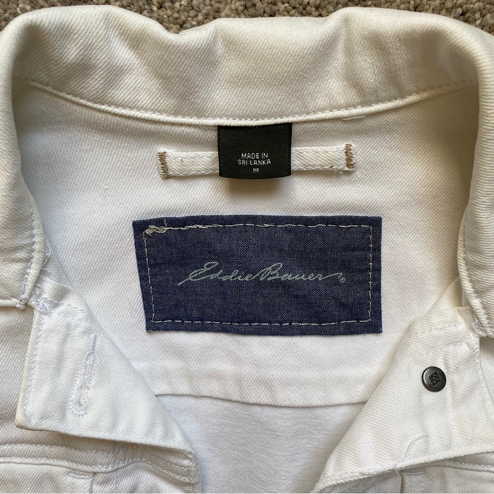 🎉Eddie Bauer Jean Jacket Classic Denim Style, Size Med, White - Picture 2 of 4